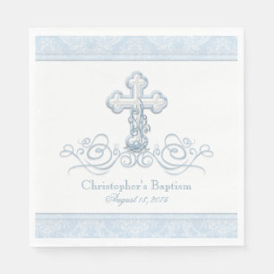 Blaues Damaskus-Kreuz-Taufgemeinschaft Napkins Serviette