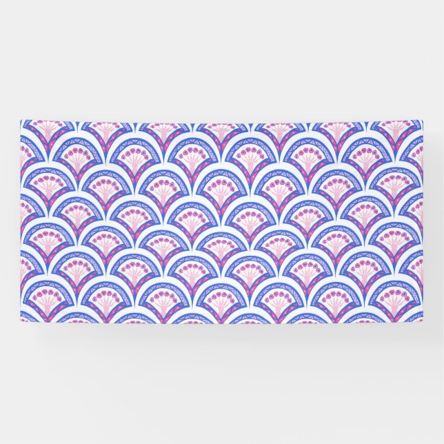 Blaues Damastmuster Banner (Horizontal)