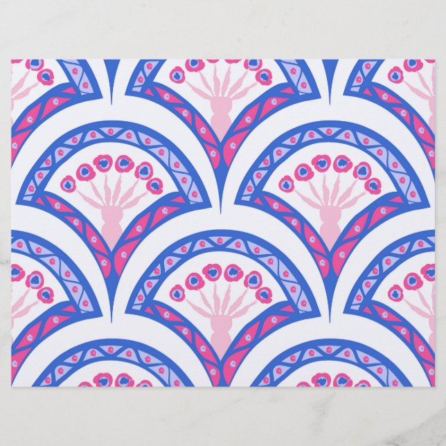 Blaues Damastmuster Briefbogen (Vorderseite)