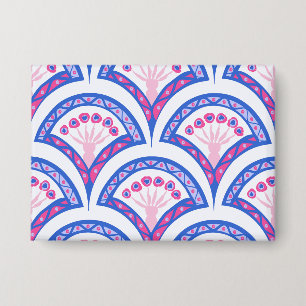 Blaues Damastmuster Button