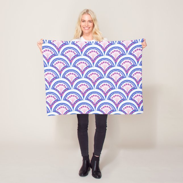 Blaues Damastmuster Fleecedecke (Beispiel)