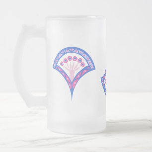 Blaues Damastmuster Mattglas Bierglas
