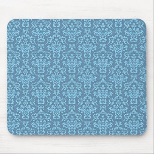 Blaues Damastmuster Mousepad