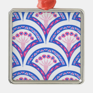 Blaues Damastmuster Ornament Aus Metall