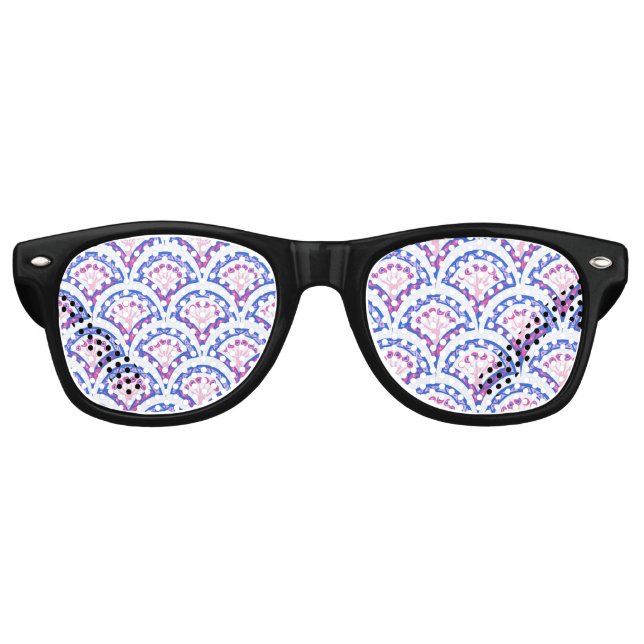 Blaues Damastmuster Partybrille (Vorderseite)
