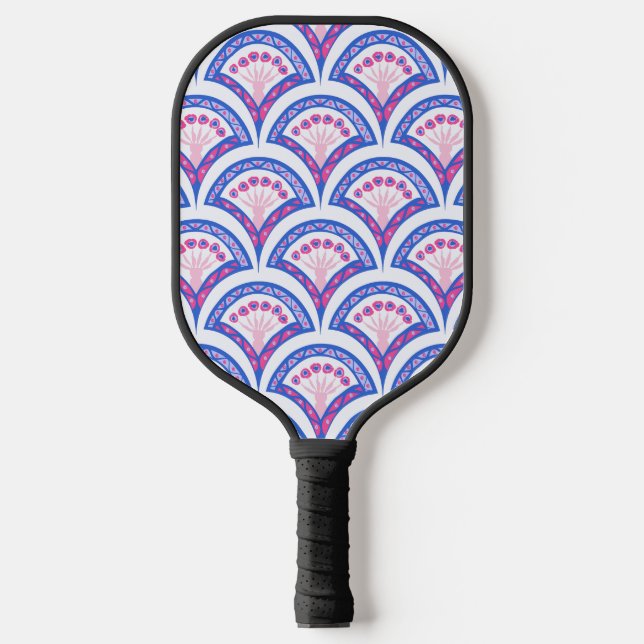 Blaues Damastmuster Pickleball Schläger (Vorderseite)