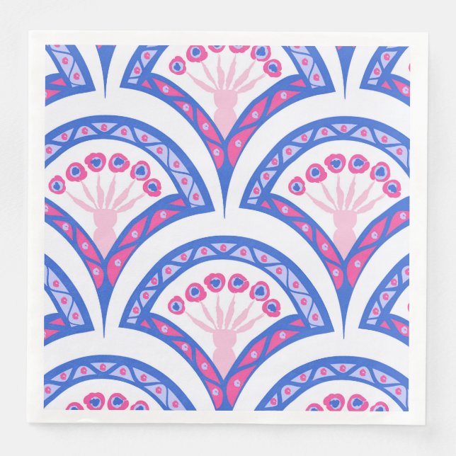 Blaues Damastmuster Serviette (Vorderseite)