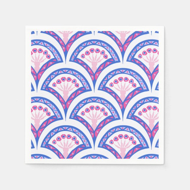 Blaues Damastmuster Serviette (Vorderseite)