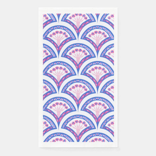 Blaues Damastmuster Serviette (Vorderseite)