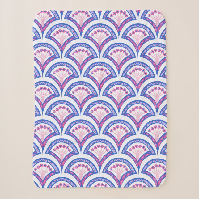 Blaues Damastmuster Sherpadecke (Vorderseite)