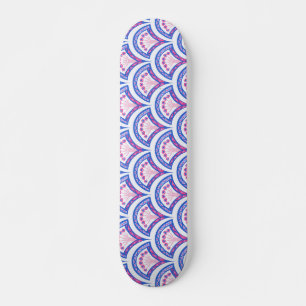 Blaues Damastmuster Skateboard