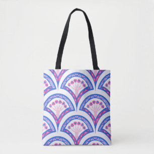 Blaues Damastmuster Tasche