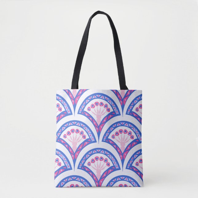 Blaues Damastmuster Tasche (Vorderseite)