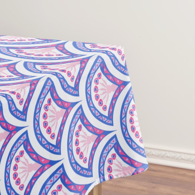 Blaues Damastmuster Tischdecke (Beispiel)