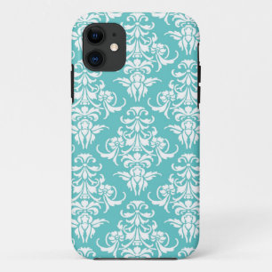 Blaues Damastmuster Vintager girly Chicleuchter iPhone 11 Hülle