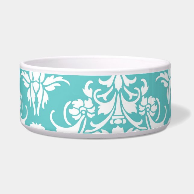 Blaues Damastmuster Vintager girly Chicleuchter Napf (Vorderseite)