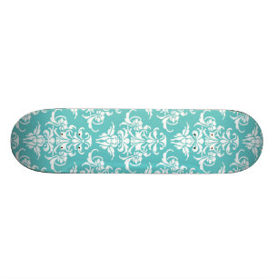 Blaues Damastmuster Vintager girly Chicleuchter Skateboard