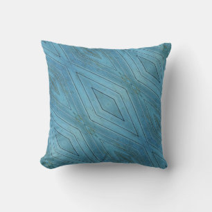 Blaues dekoratives Kissen mit diagonalen Streifen