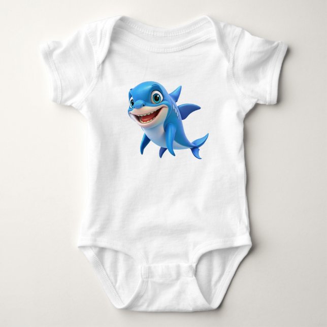 Blaues Delphin Delight. Baby Strampler (Vorderseite)