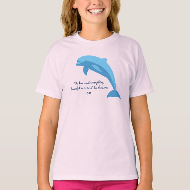 Blaues Delphin-Design mit dem Bibelverse Ecclesias T-Shirt (Vorderseite)
