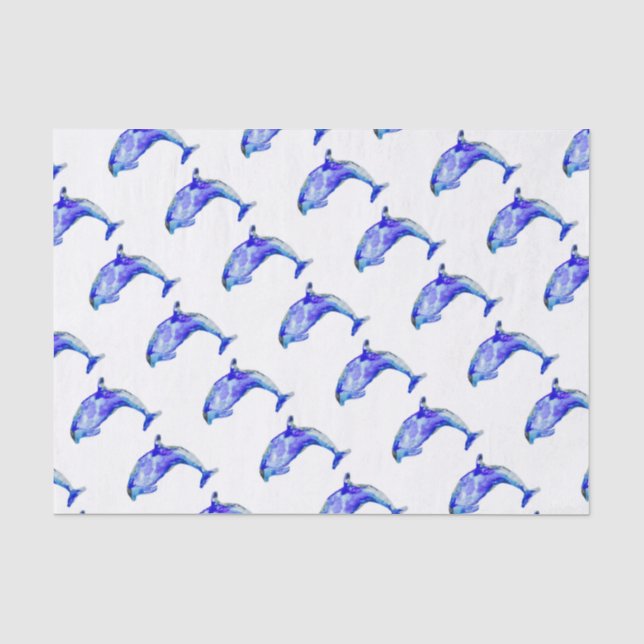 Blaues Delphin-Seidenpapier Seidenpapier (Vorderseite)