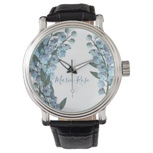Blaues Delphinium Armbanduhr