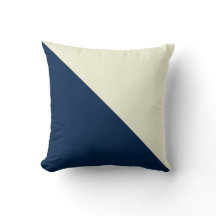 Blaues Diagonal-Kissen mit Beige und Navy
