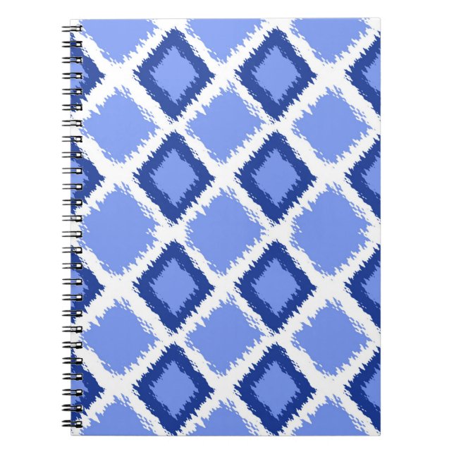 Blaues Diamant Ikat Muster Notizblock (Vorderseite)