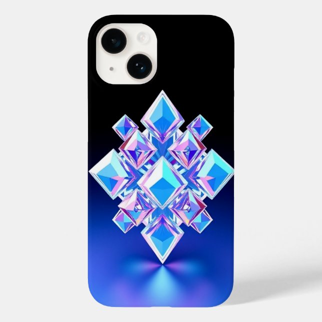 Blaues Diamant Muster - Leuchtende Emission Mobile Case-Mate iPhone 14 Hülle (Rückseite)