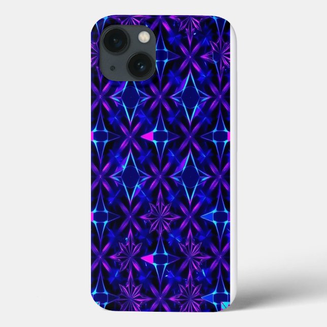 Blaues Diamantmuster mit rosa Kontrast-Mobiltechno Case-Mate iPhone Hülle (Rückseite)