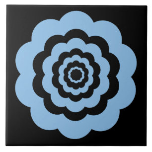Blaues digitales Blumenmuster Fliese