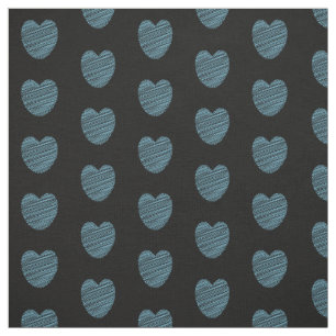 Blaues Doodle-Herzmuster Stoff