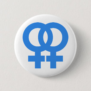 Blaues doppeltes weibliches Symbol Button