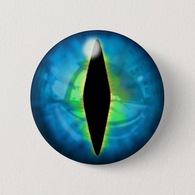 Blaues Drache-Auge Button (Vorderseite)