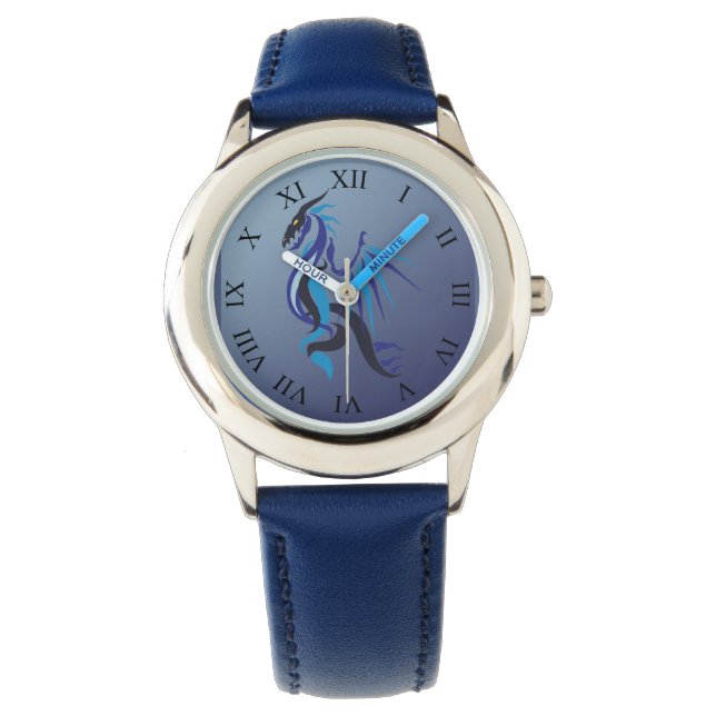 Blaues Drachenfeuer Armbanduhr (Vorderseite)