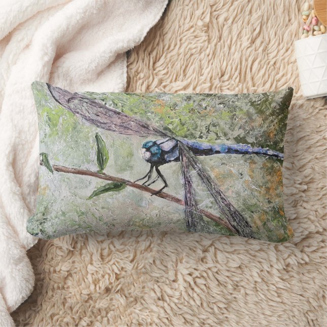 Blaues Dragonfly Lumbar Pillow Lendenkissen (Decke)