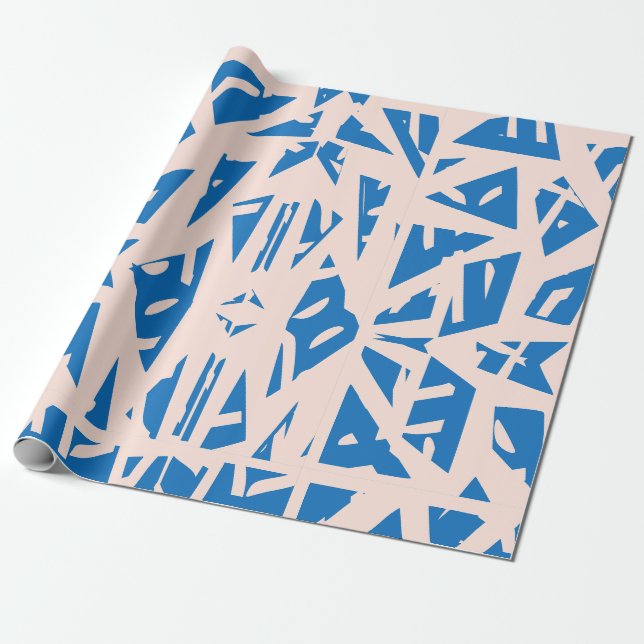 Blaues Dreieck-Muster-Geschenkpapier Geschenkpapier (Ungerollt)