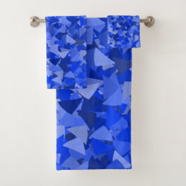 Blaues Dreieckmuster Badhandtuch Set