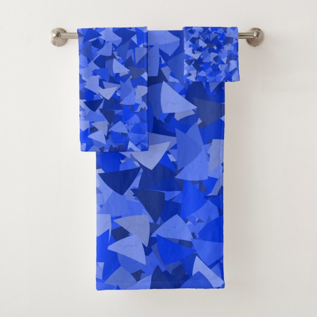 Blaues Dreieckmuster Badhandtuch Set (Insitu)