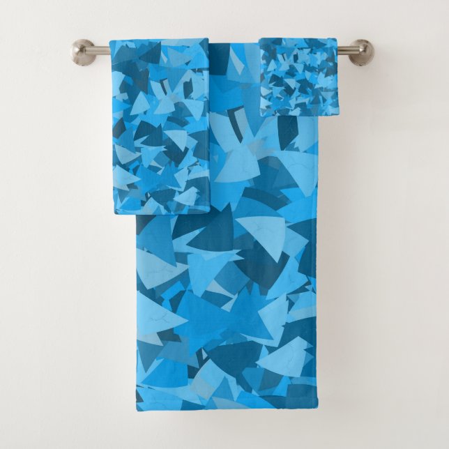 Blaues Dreieckmuster Badhandtuch Set (Insitu)