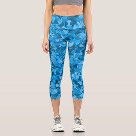 Blaues Dreieckmuster Capri Leggings