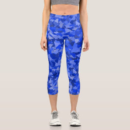 Blaues Dreieckmuster Capri Leggings