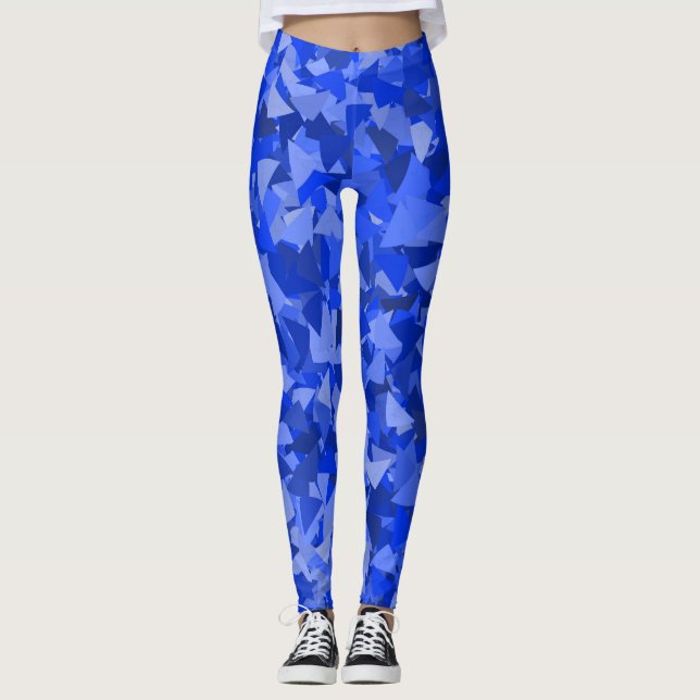 Blaues Dreieckmuster Leggings (Vorderseite)