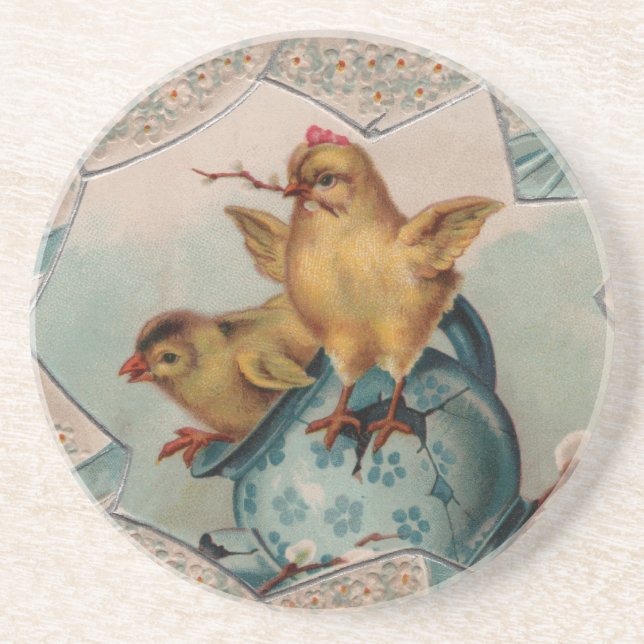 Blaues Ei und Hühner Ostern Untersetzer (Vorne)