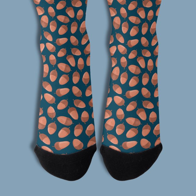 Blaues Eichelmuster Socken (Acorn pattern socks)