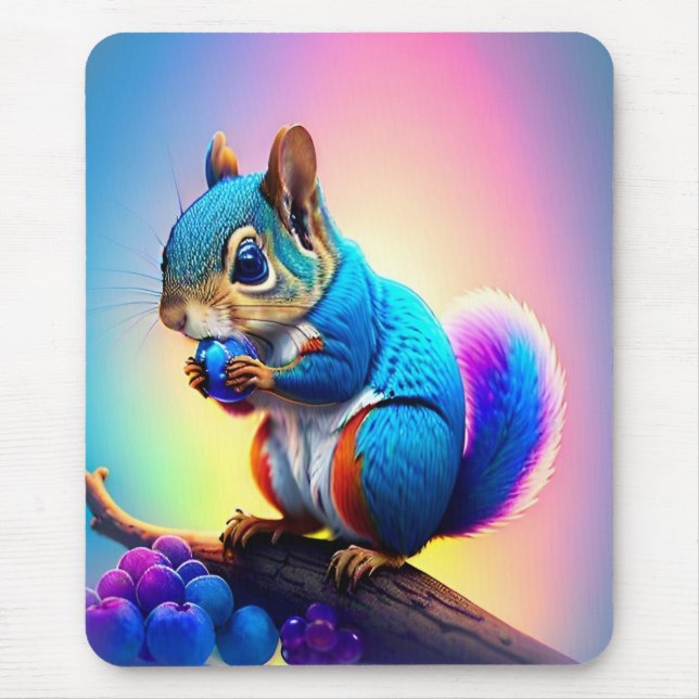Blaues Eichhörnchen, das Obst isst-323232 Mousepad (Vorne)
