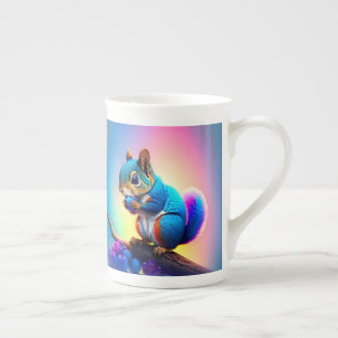 Blaues Eichhörnchen, das Obst isst-323232 Prozellantasse