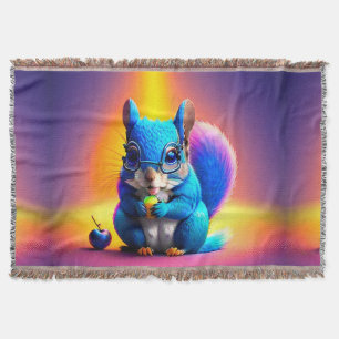 Blaues Eichhörnchen, das Obst isst Decke