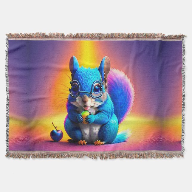 Blaues Eichhörnchen, das Obst isst Decke (Vorderseite)