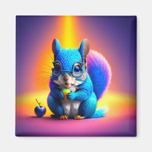 Blaues Eichhörnchen, das Obst isst Magnet